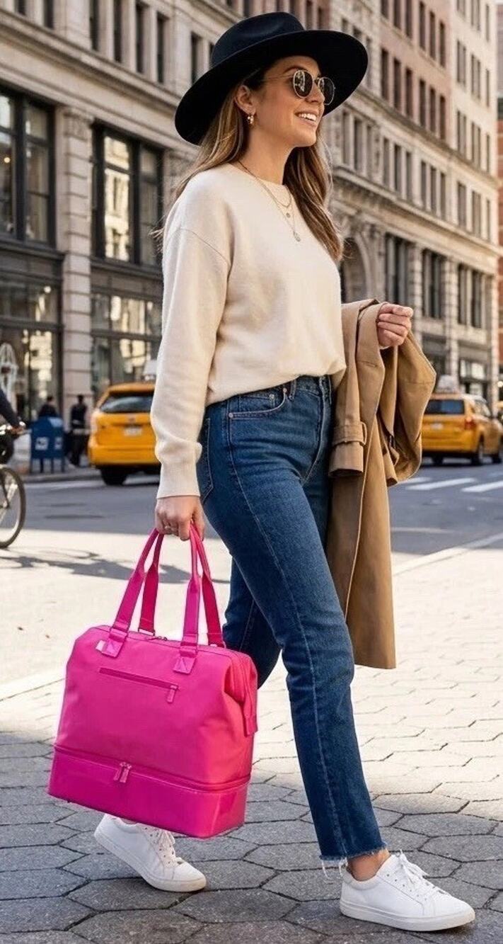Beis x Barbie Pink Mini Weekender Bag Pink, Barley Used Excellent Condition